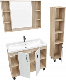 Grossman Мебель для ванной Флай 100 дуб сонома/белая – фотография-3